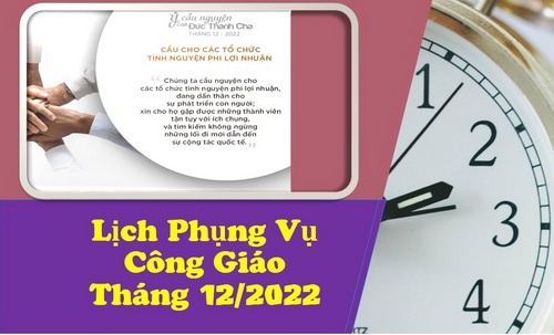 LỊCH PHỤNG VỤ THÁNG 12/2022
